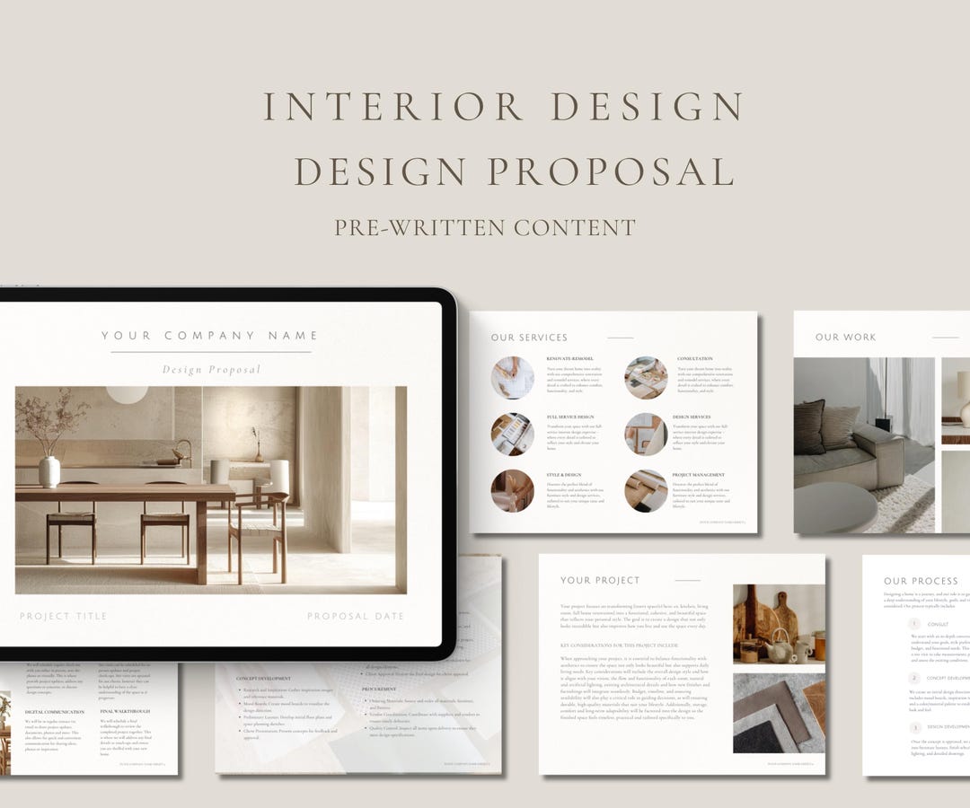 Interior Design Proposal Template - 22 Pages With Written Content - Etsy