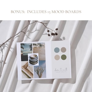 Interior design mood board templates for client presentations, designed in Canva