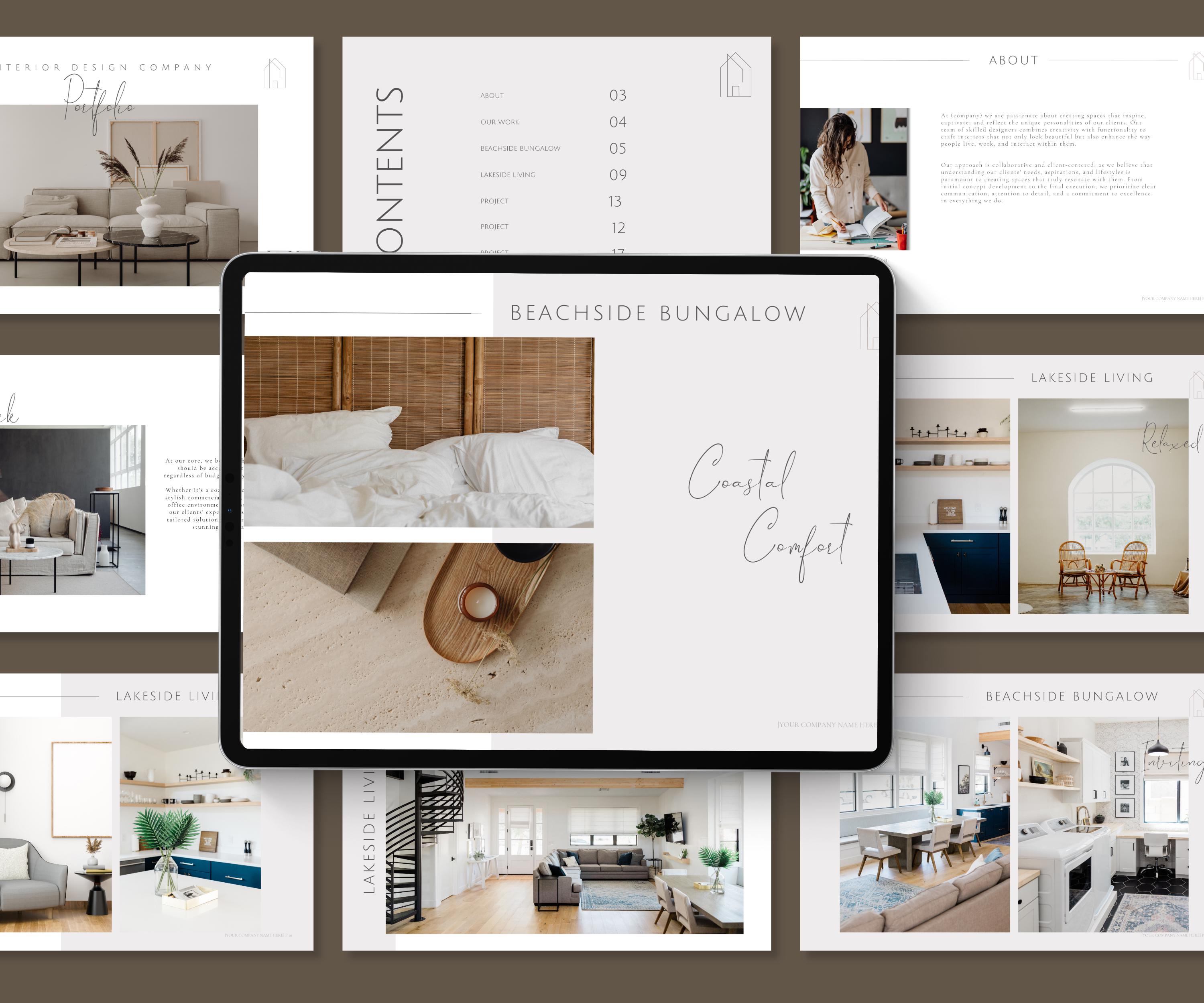 Interior Design Portfolio Template | 20 Customizable Canva Pages for ...