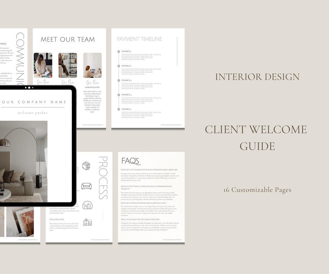 Interior Designer Client Welcome Guide | Onboarding Template | Digital ...