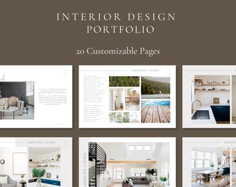 Interior Design Portfolio Template: 20 Customizable Pages (Canva)