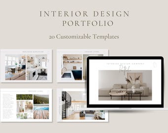 Interior Design Portfolio Template | 20 Customizable Canva Pages for Designers