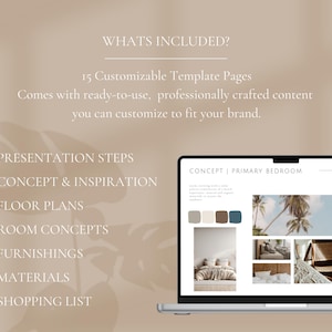 Templates for interior design client presentation, designed in Canva