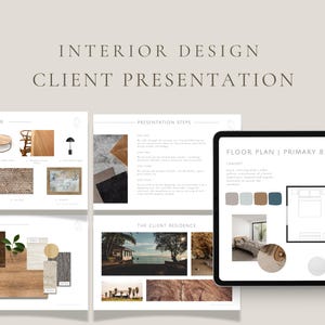Interior Design Client Presentation Template + 15 Mood Boards - Digital Download