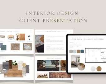 Interior Design Client Presentation Template + 15 Mood Boards - Digital Download