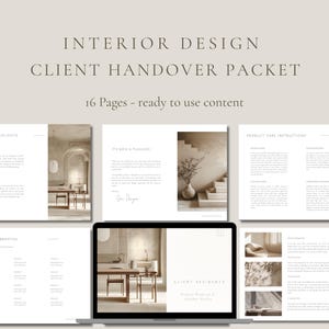 Plantilla para el paquete de entrega al cliente/resumen del proyecto del diseñador de interiores