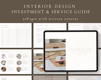 Interior Design Investment Guide: Service Presentation Template (Canva, 30 Pages)