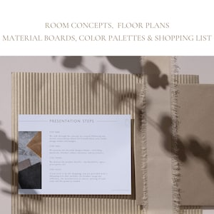 Templates for interior design client presentation, designed in Canva