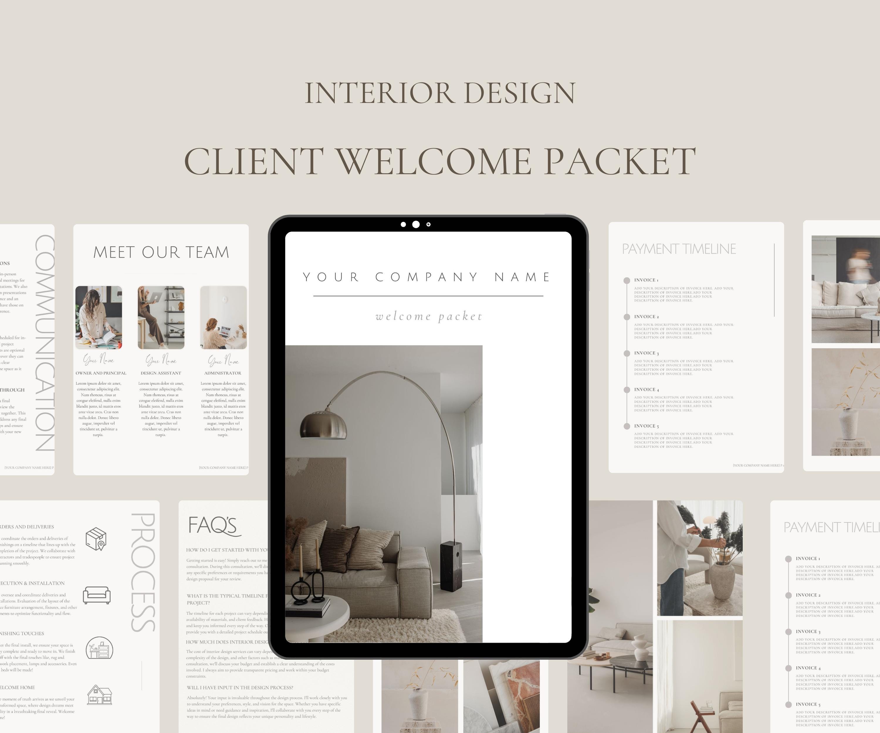 Interior Designer Client Welcome Packet | Editable Onboarding Template ...