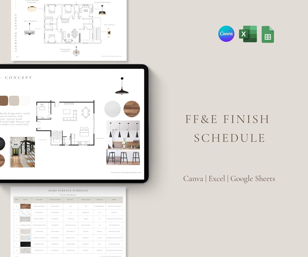 Ffe Shcedule Example FF&E Schedule Template for Designers | Furniture, Finishes, Specs ...