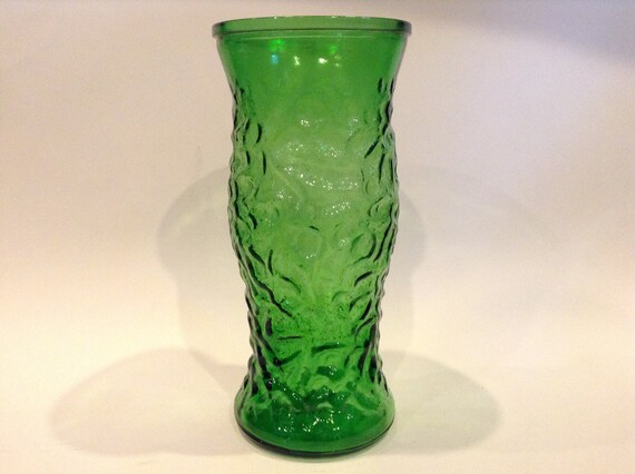 Vintage Hoosier Glass Green 13 Dimple Textured Flower Vase Etsy
