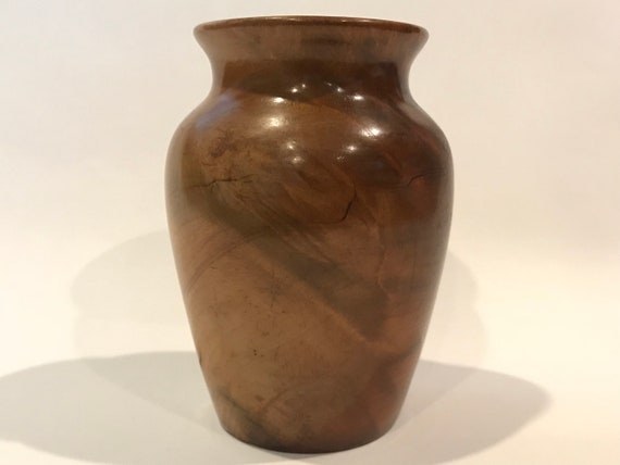 Vintage Small Burl Wood Flared Rim Turned Vase Dark And Light Etsy