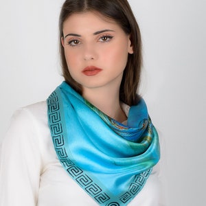 Giant Silk Scarf in Ancient Hearts Black main image 1