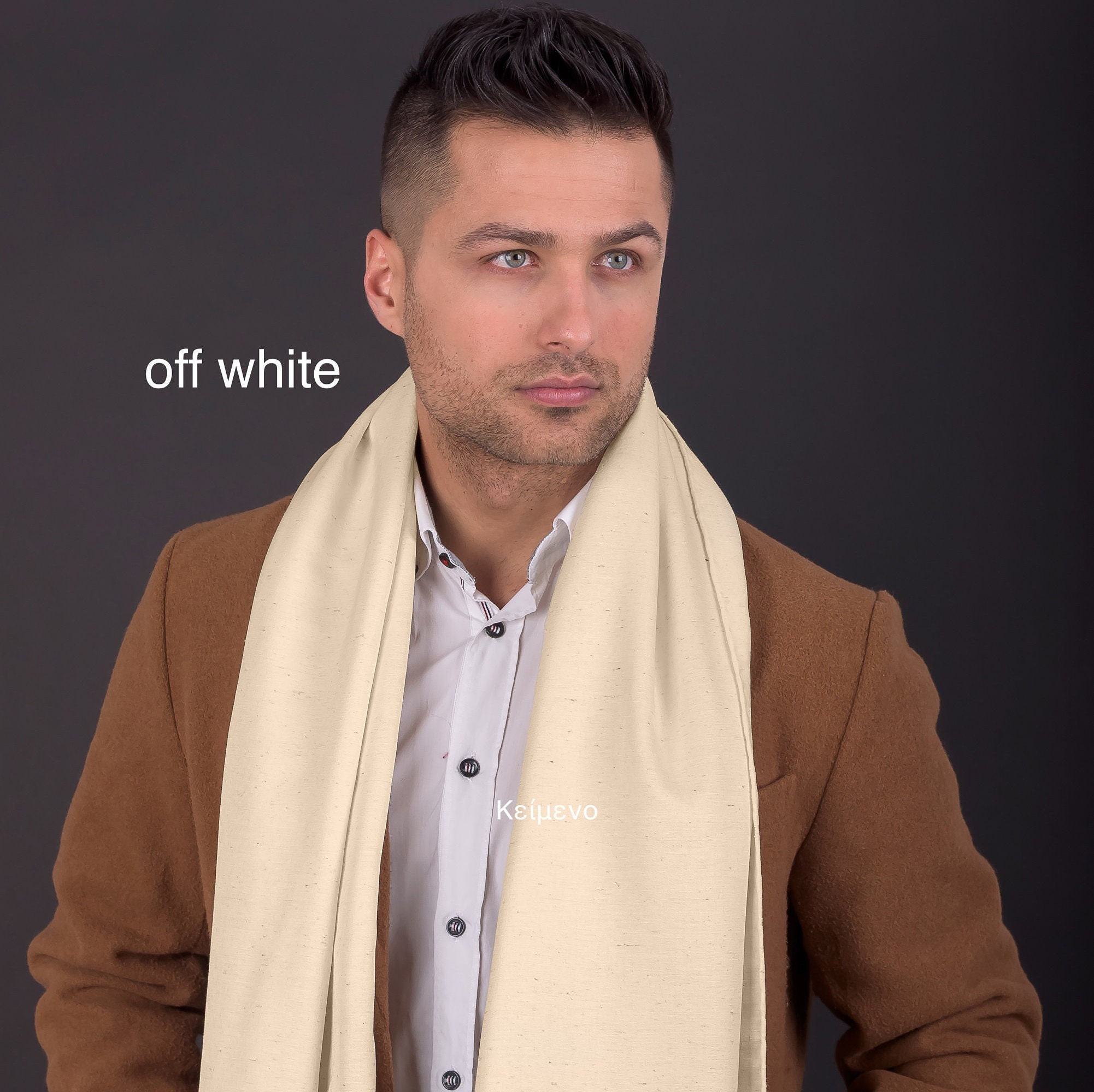 Silk Scarf Men, Long Scarf, Ecru Scarf, Pure Silk Scarf, Long Scarf