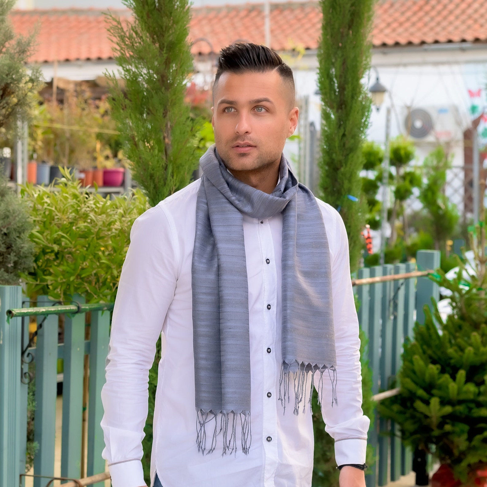 Men's Scarf Dark Blue Silk Scarf Winter Scarf Scarf Etsy