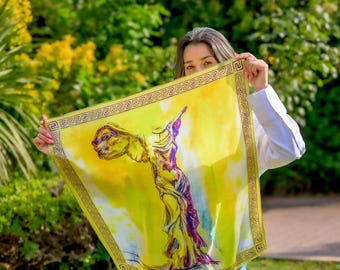 Women Scarf, Square Silk Scarf, Handmade Scarf, Summer Scarf, Made in Greece by Kalfas