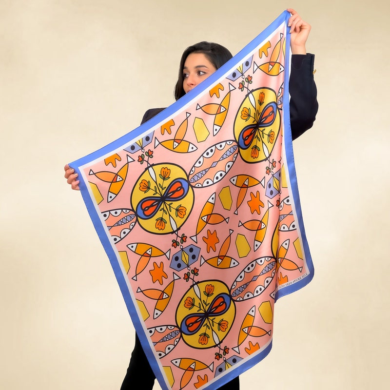 Colorful square silk scarf