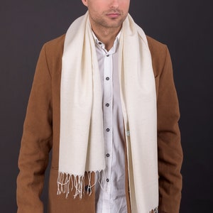 Silk Scarf Men, Long Scarf, Ecru scarf, pure silk scarf, long scarf, Beige Scarf, Men&#39;s Scarf, Gift for Him, Made in Greece by Kalfas.