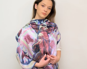 QBSM 35 Raso Grande Testa Quadrata Sciarpa Seta Italia - Foto 10