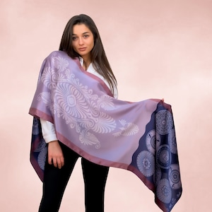 Purple pure silk scarf, long silk scarf, scarf for women, gift for her, soft silk scarf, made in Greece by Kalfas