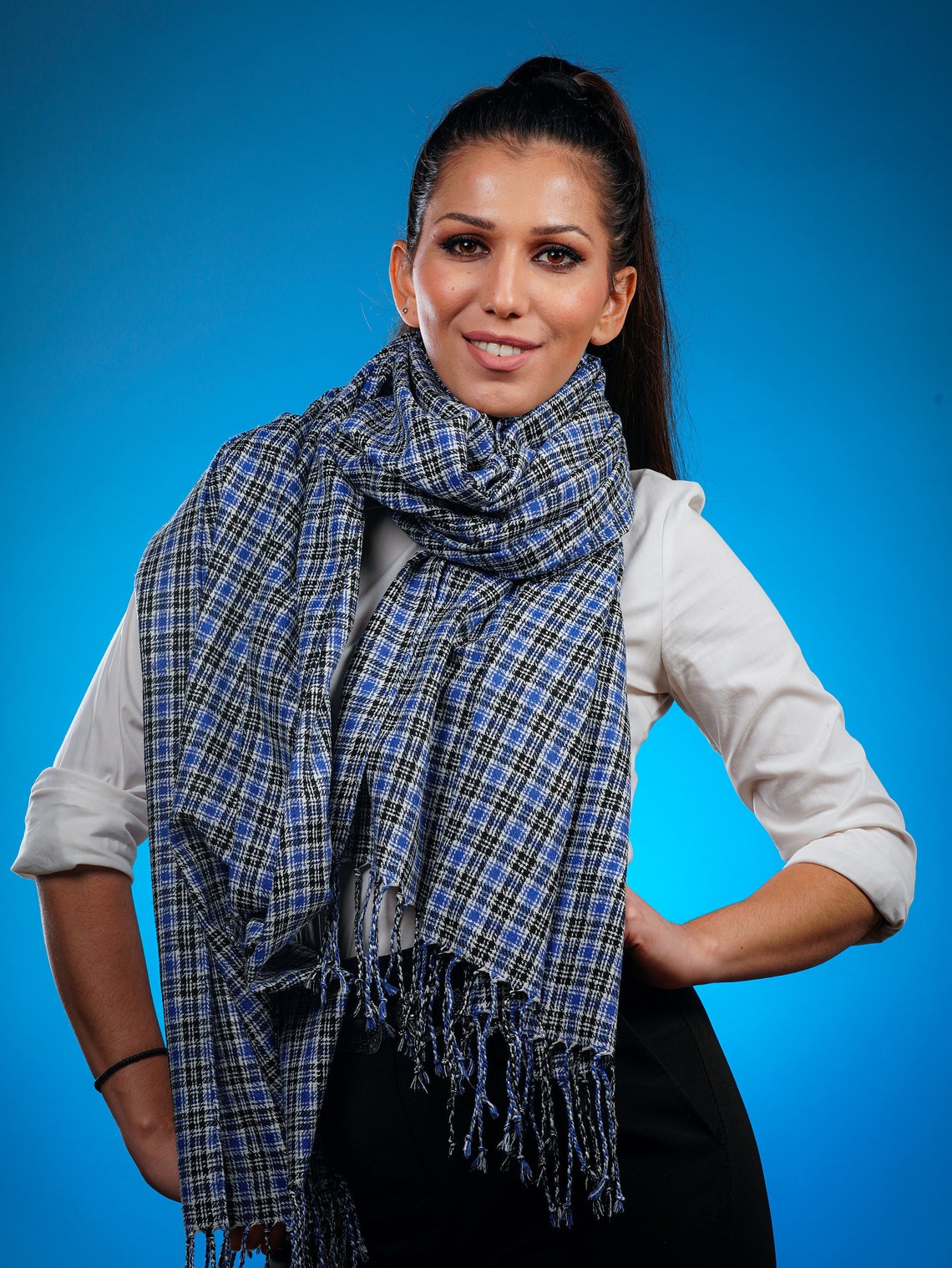 Blue Silk Scarf Men Mens Scarf Long Scarf Handpainted Etsy