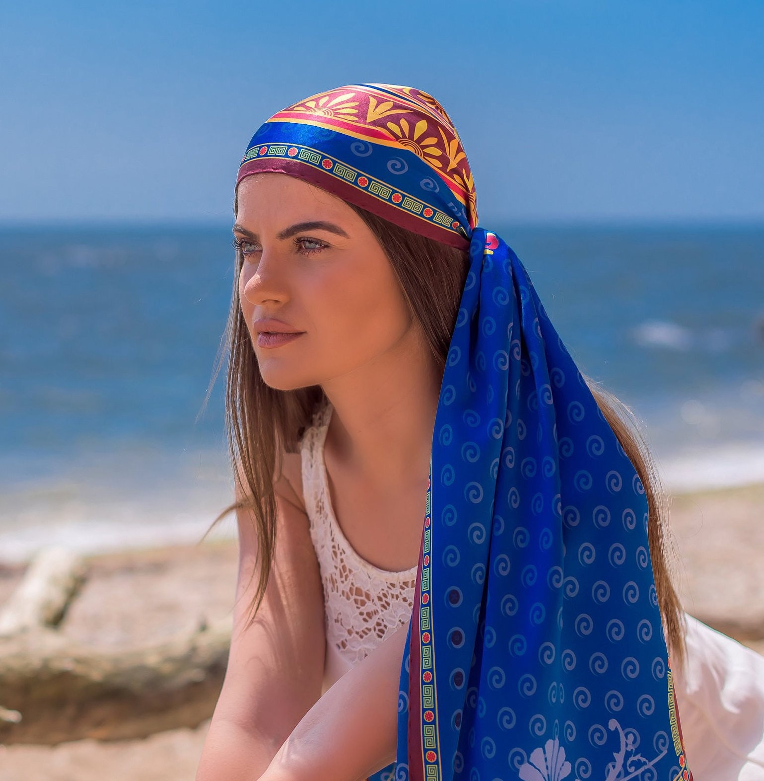 Blue Scarf Blue Silk Scarf Women Hand Painted Scarf Summer - Etsy