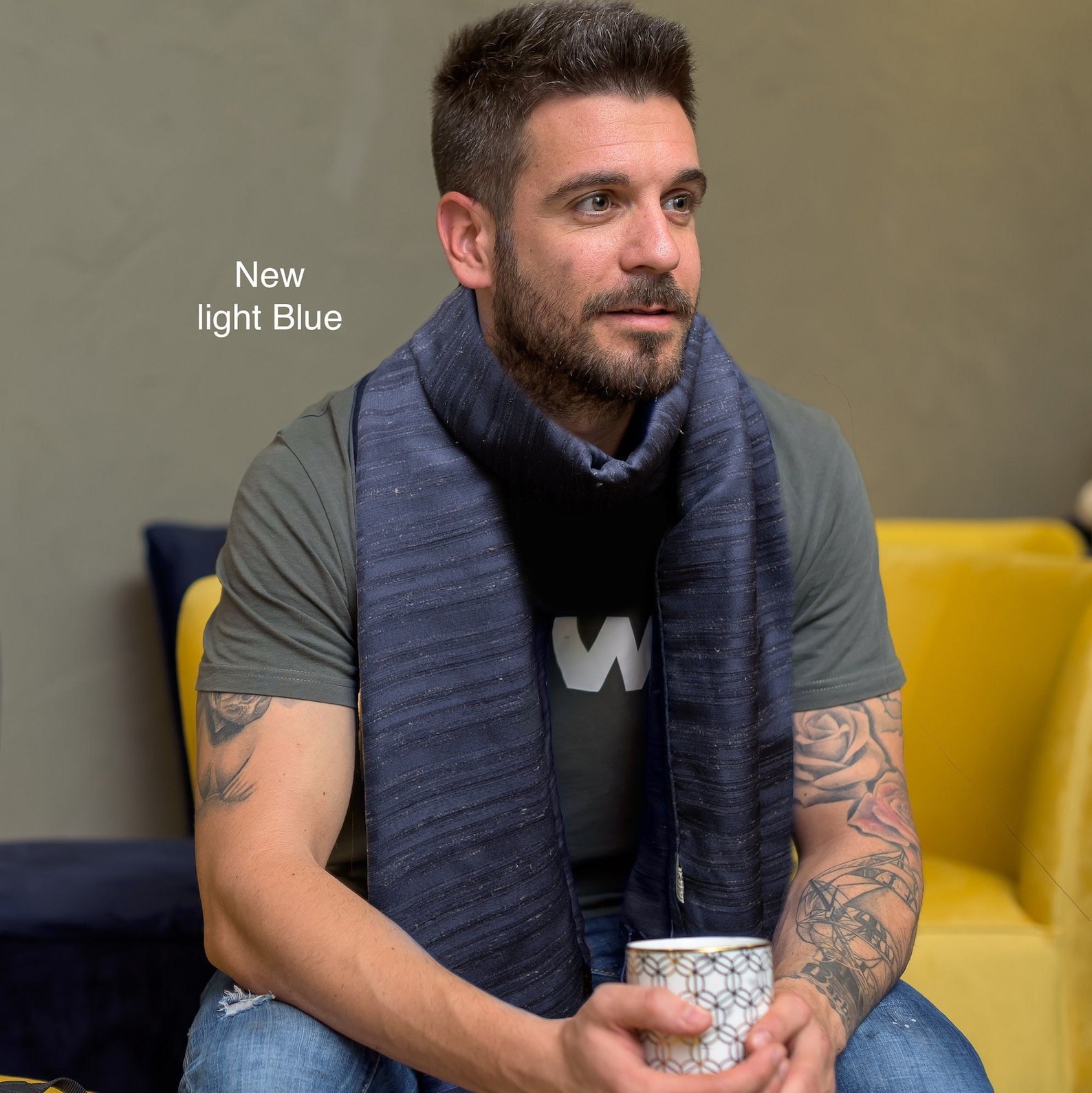 Men's Scarf Dark Blue Silk Scarf Winter Scarf Scarf Etsy