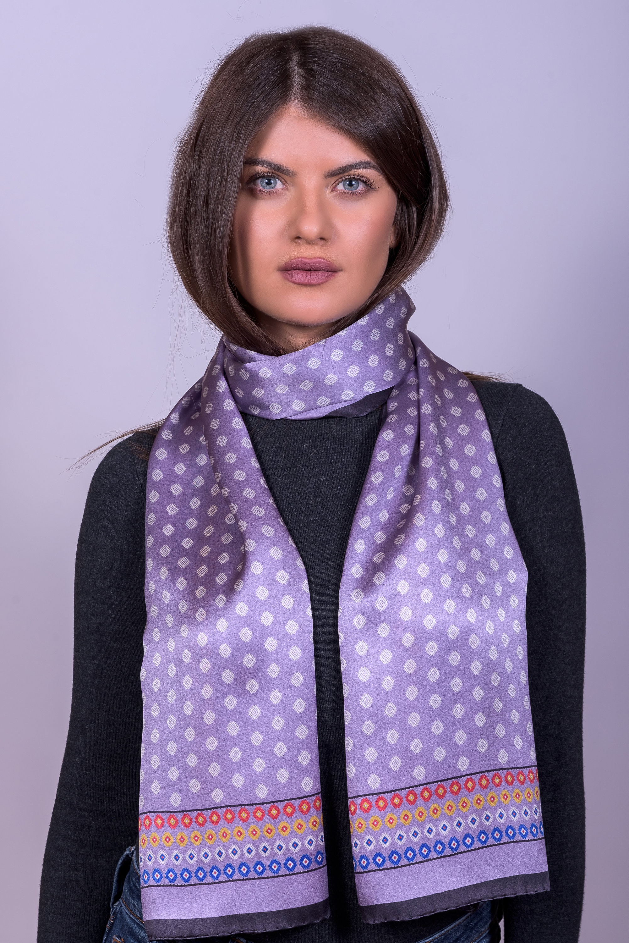 Summer Scarf, Purple Silk Scarf, Women Scarf, Handmade Scarf, Neck