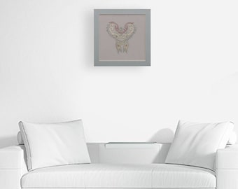 Frame art, artwork silk, framed silk art, vintage silk art, home decor, house decor, handmade embroidery, made in Greece by Kalfas