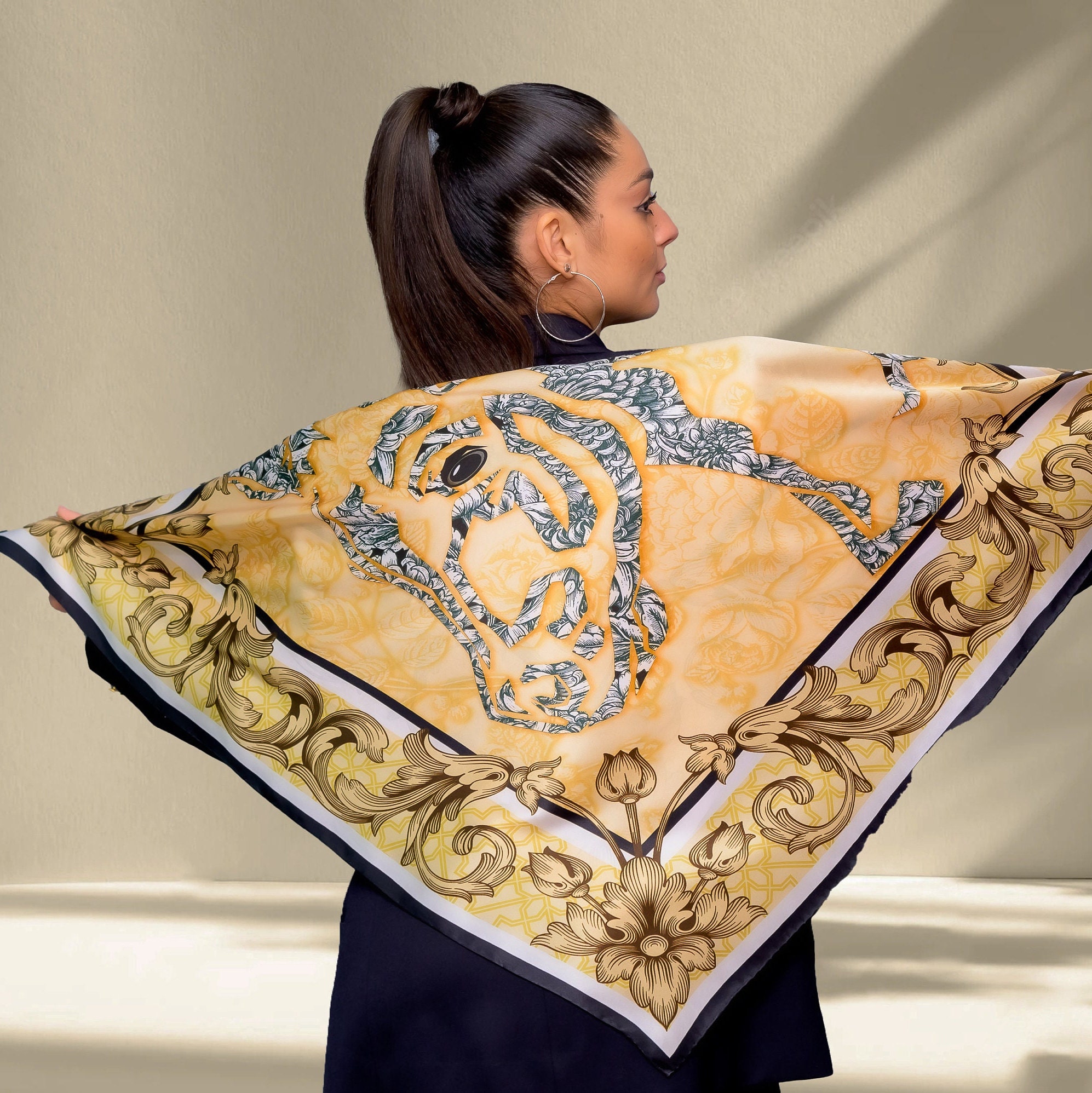 Beige Silk Scarf Etsy UK
