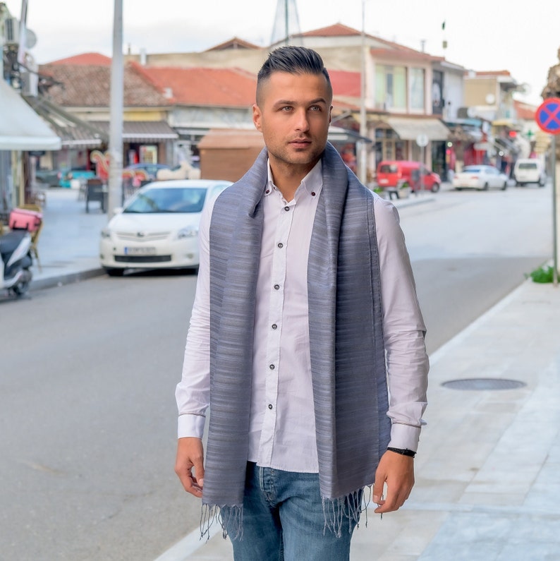 Men's Scarf Dark Blue Silk Scarf Winter Scarf Scarf Etsy