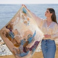 Silk Scarf Women, Handpainted Scarf, Square Scarf, Women Scarf, Gift for her, made in Greece by Kalfas