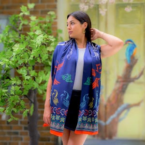 Long silk scarf, colorful silk scarf, mothers day gift, handmade, handmade silk scarf, made in Greece by Kalfas