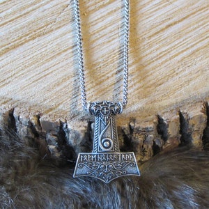 Thor&#39;s Hammer Mjolnir, Pendant W/ 55cm / 3mm Stainless Steel Chain