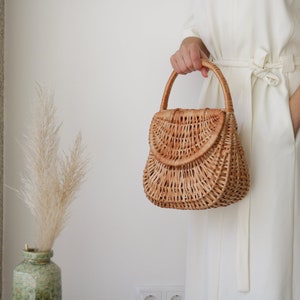 Wicker bag, Straw bag, Gondola basket bag, straw purse, market bag, sac de paille, Strohsack. image 3