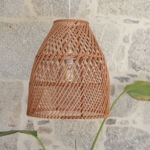 wicker chandelier woven straw rattan pendant light boho cafe lighting, beach lamp, chandelier en paille, Suspension fibers naturelles.