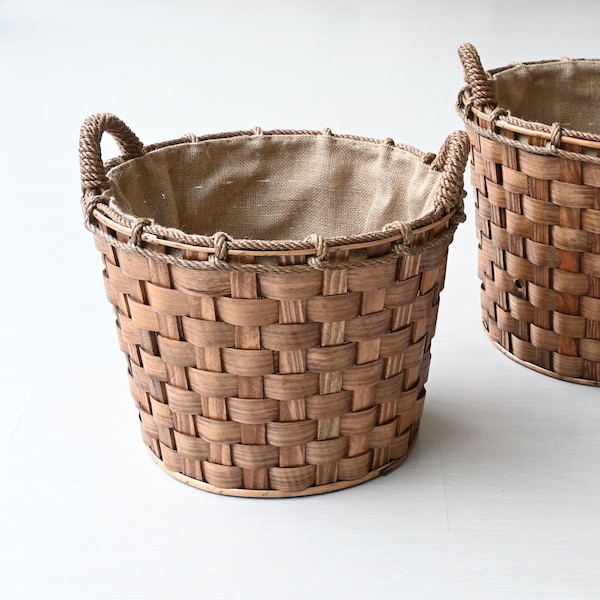 Round Log Basket, round firewood basket, round wood basket lined, rustic decoration, storage basket, fire accessories, Firewood Holder
