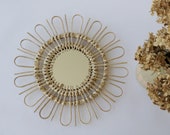 Round Wicker mirror, sunburst wall mirror, Natural home decoration, rattan mirror, Miroir Soleil, miroir en osier, pajupeili,rieten spiegel.