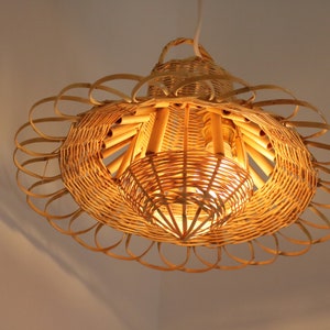 Straw chandelier Bamboo pendant light bamboo Lighting boho decor, Light Pendant, lustre lámpara de bambú, Pendelleuchte aus Bambus. image 5