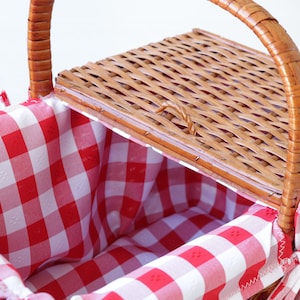 Small picnic basket, wicker basket, picnic bag, farmhouse decoration, gift for her, panier pique-nique, Picknickkorb, cesta picnic image 8