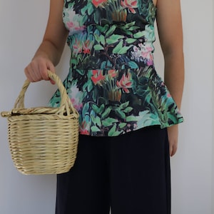 Jane Birkin Basket - small size, basket with lid, Handwoven Birkin Basket, cane bag, round basket, basket bag, summer bag, round panier.