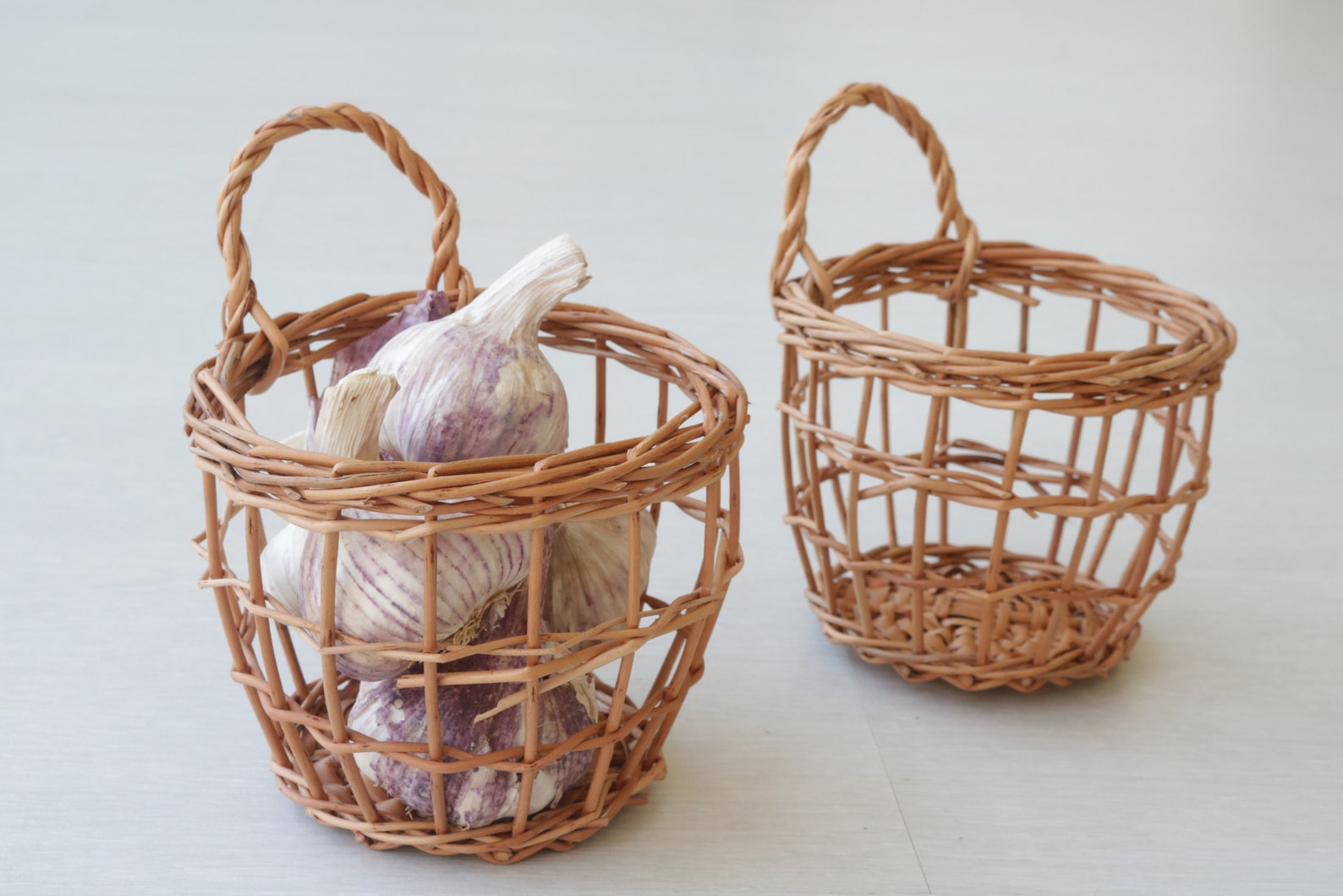 Set of 3 mini hanging baskets garlic basket wicker basket Etsy