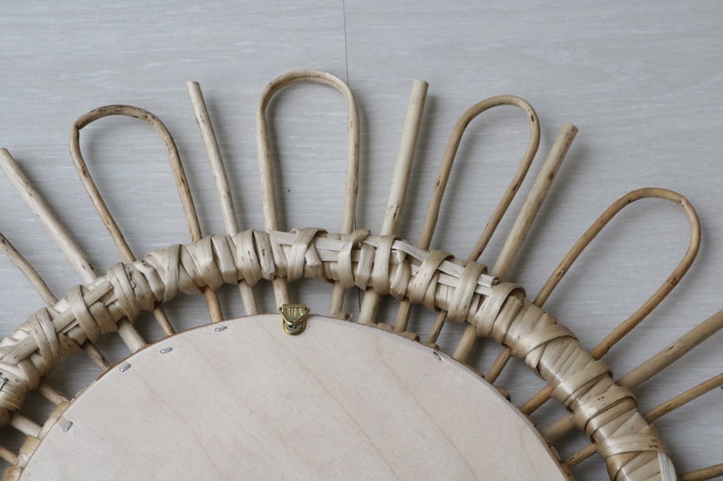 Round Wicker Mirror Sunburst Wall Mirror Natural Home Etsy