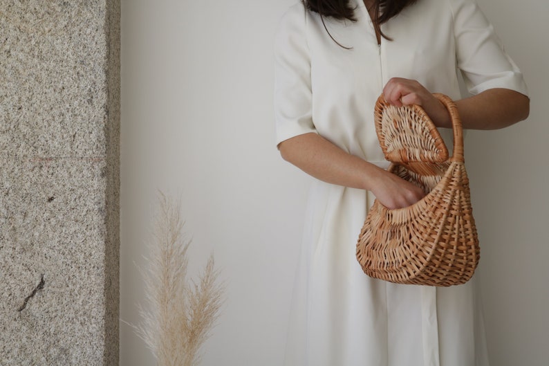 Wicker bag, Straw bag, Gondola basket bag, straw purse, market bag, sac de paille, Strohsack. image 8