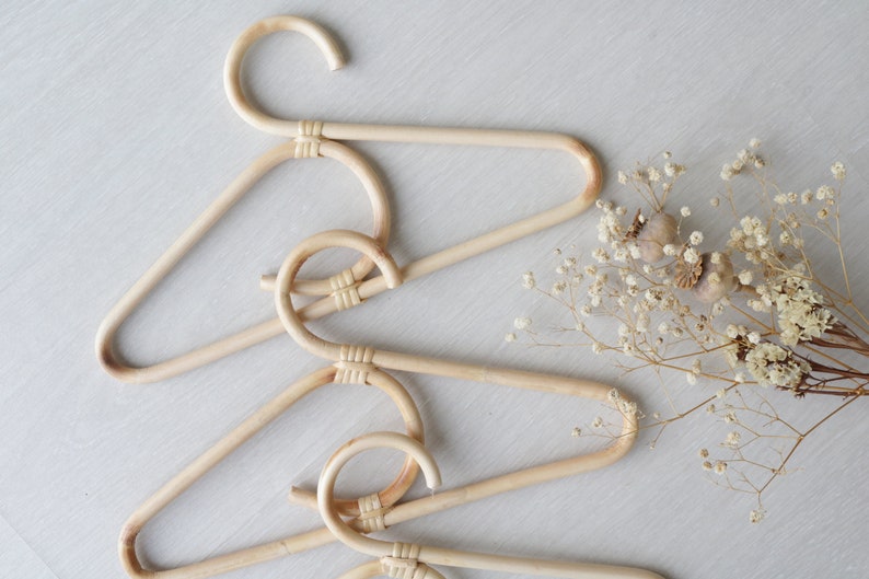 bamboo hangers Set of 3 Rattan hanger baby room decoration eco friendly. bamboo accessories