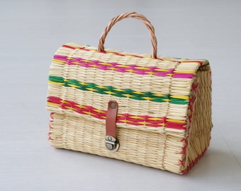 Reed bag, straw basket bag, crossbody straw bag, summer bag, colorful bag, paja pocket, bag de paille, Stroh Handtasche, mimbre basket.