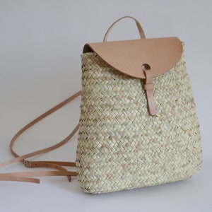 Straw backpack straw bag, beach bag, summer backpack, french style, basket bag, sac à dos paille, backpack de paja, Strohrucksack. image 6