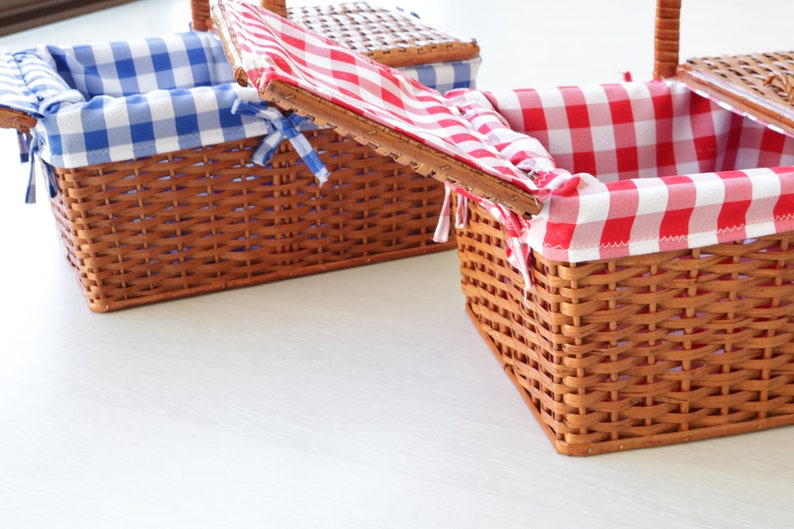 Small picnic basket, wicker basket, picnic bag, farmhouse decoration, gift for her, panier pique-nique, Picknickkorb, cesta picnic image 7