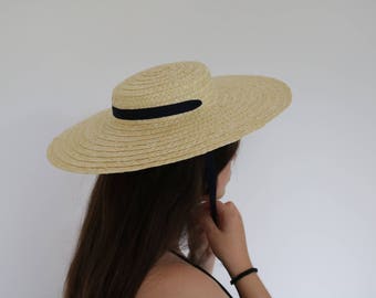 Sombrero de paja, sombrero de mujer navegante de paja, sombrero de verano, sombrero de primavera, sombrero de boda, chapeau de paille, Strohhut, sombrero de paja.