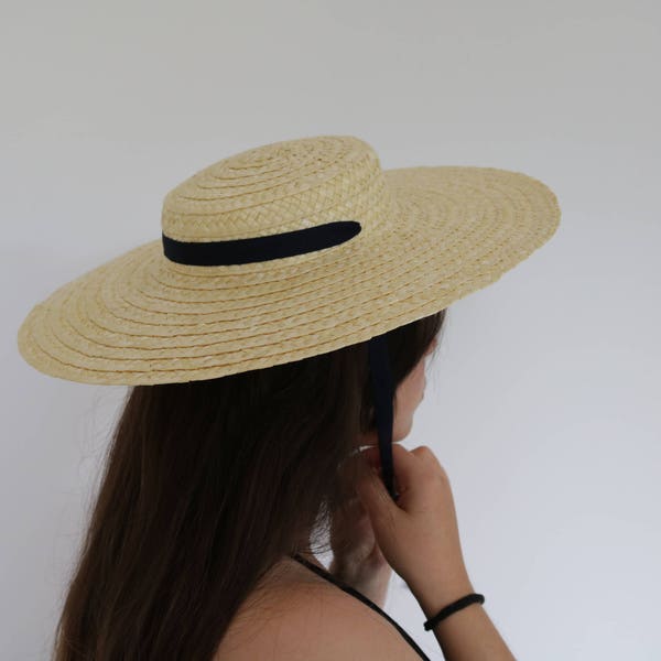 Sombrero de paja, sombrero de mujer navegante de paja, sombrero de verano, sombrero de primavera, sombrero de boda, chapeau de paille, Strohhut, sombrero de paja.